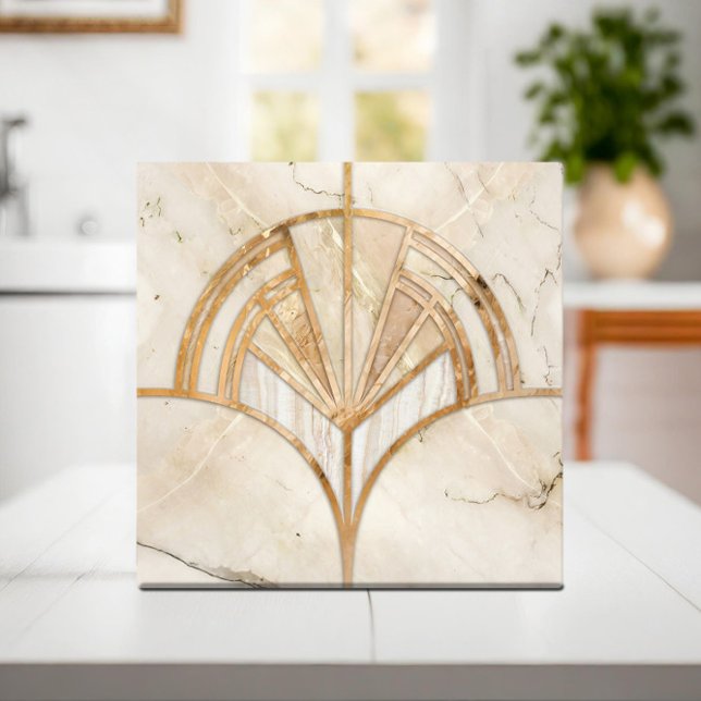 Carreau Coquille Ventilateur Art Déco - Marbre Travertine (Créateur téléchargé)