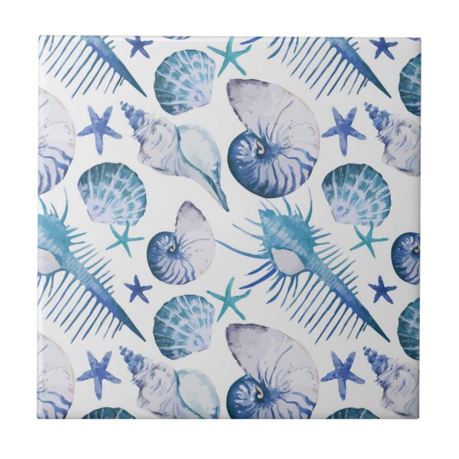 Carreau Coquilles d'aquarelle (Devant)