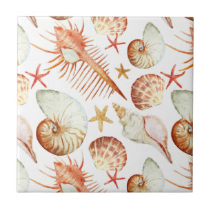 Carreau Corail Avec Coquillages Et Crabes Motif