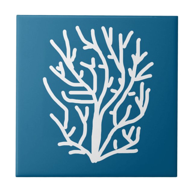 Carreau Corail blanc sur la vie aquatique bleue (Devant)
