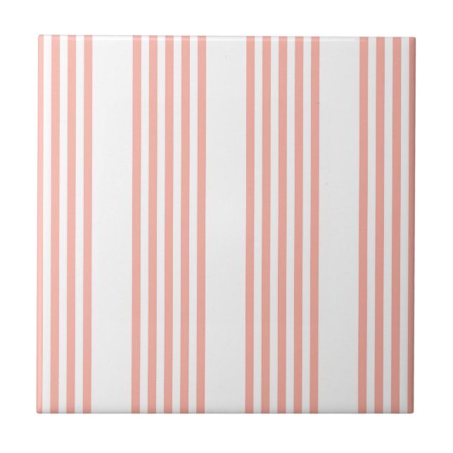 Carreau Corail et blanc cinq bandes motif (Devant)