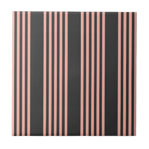 Carreau Corail et charbon de bois cinq bandes motif