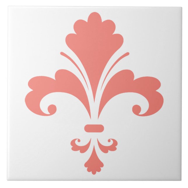 Carreau Corail rose Fleur de lis (Devant)