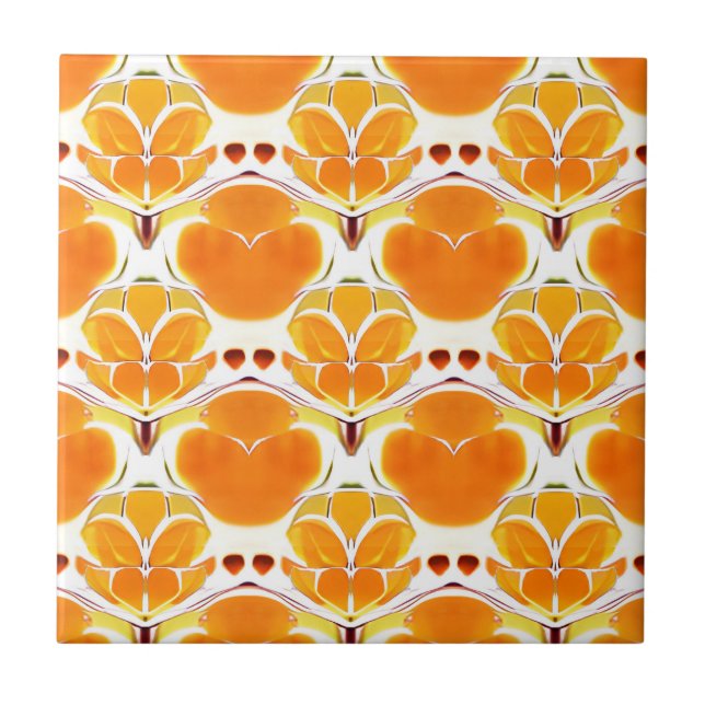 Carreau Coral Orange et crème Batik Motif (Devant)