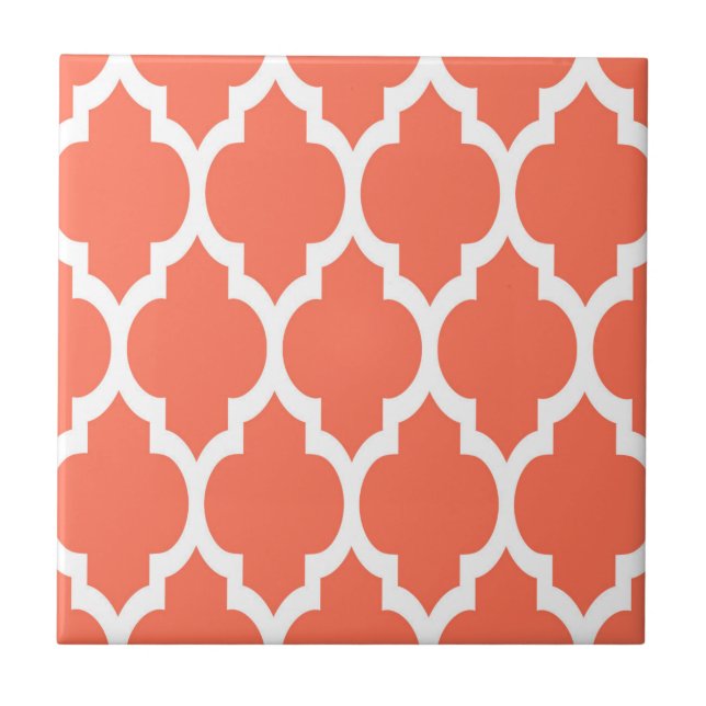 Carreau Coral White Moroccan Quatrefoil Pattern #4 (Devant)