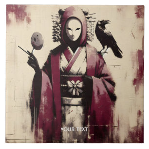 Carreau Corbeau Imaginaire Porcelaine Masque Corbeau