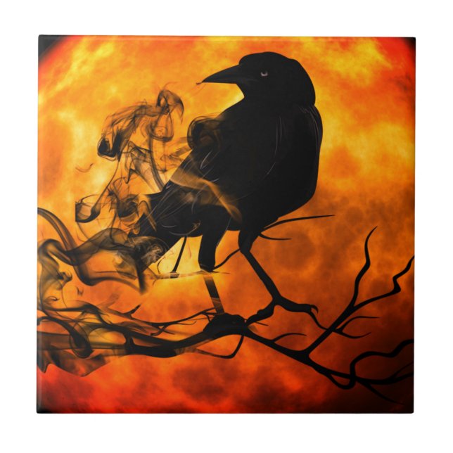 Carreau Corbeau nocturne d'Halloween (Devant)