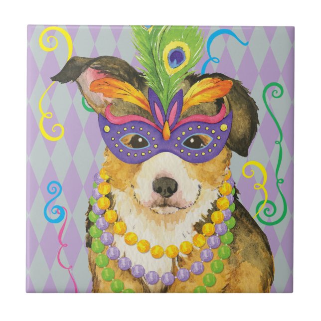 Carreau Corgi de Gallois de Pembroke de mardi gras (Devant)