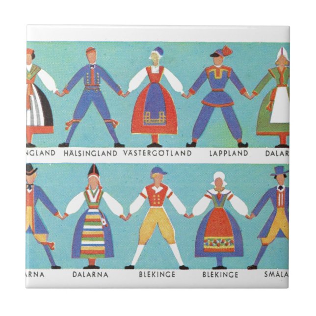 Carreau Costumes régionaux suédois vintages (Devant)