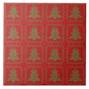 Carreau Cosy sapin de Noël affreux pull à damiers motif