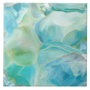 Carreau Côte tropicale Turquoise Abstraite Gemstone