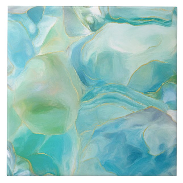 Carreau Côte tropicale Turquoise Abstraite Gemstone (Devant)