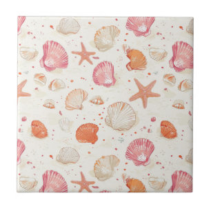 Carreau Côtière rustique - Coquillages, Starfish, Reef (28