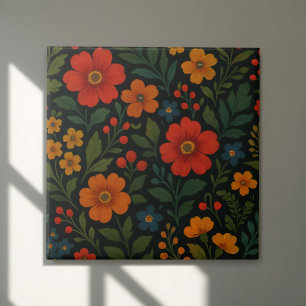 Carreau Cottagecore floral sombre Whimsical Antique