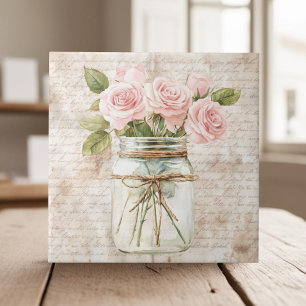 Carreau Cottagecore jar mason rustique roses roses maison 