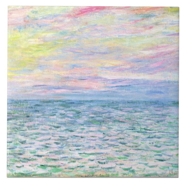 Carreau Coucher de soleil à Pourville par Monet (Devant)