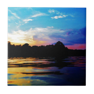 Carreau Coucher de soleil arc-en-ciel sur le lac de montag
