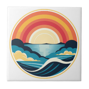 Carreau Coucher de soleil Art déco zen sur l'eau