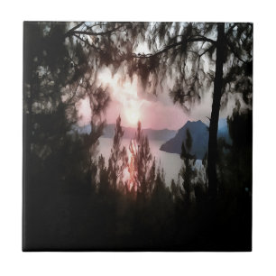 Carreau Coucher De Soleil De Marmaris Encadré De Palmiers
