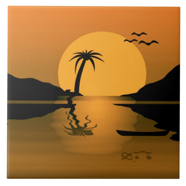 Carreau Coucher de soleil d'été reflet (Devant)