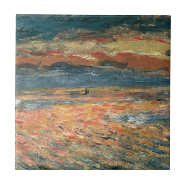 Carreau Coucher de soleil en mer par Pierre Renoir, Art Vi (Devant)