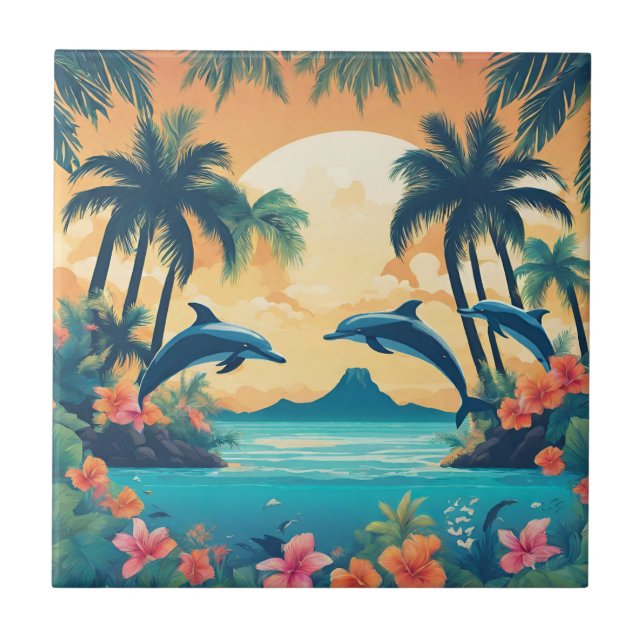 Carreau Coucher de soleil parfait du paradis tropical (Devant)