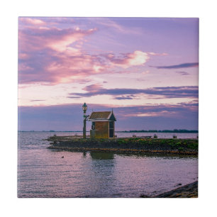Carreau Coucher de soleil rose sur le lac