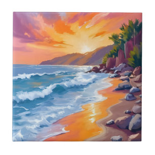 Carreau Coucher de soleil sur la baie de Napili Maui Hawai