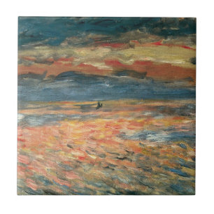 Carreau Coucher de soleil sur la mer par Pierre Renoir, Be