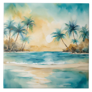 Carreau Coucher de soleil sur la plage tropicale
