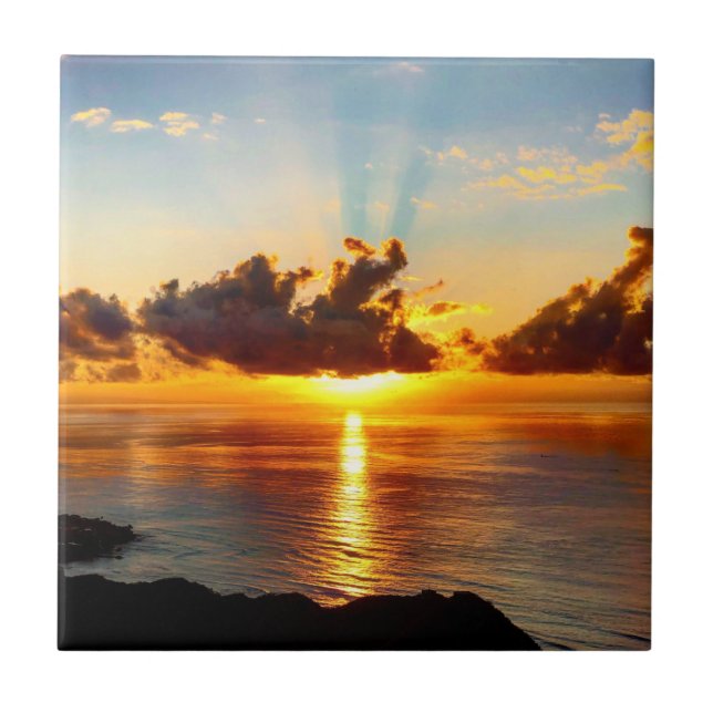 Carreau Coucher de soleil tropical de l'or hawaïen (Devant)