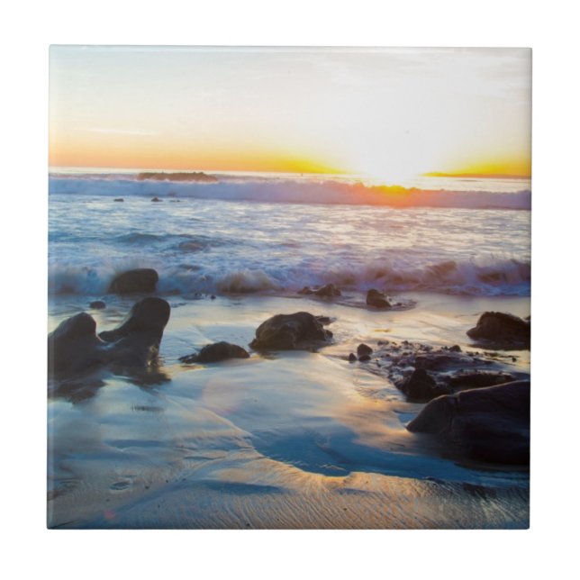 Carreau Coucher du soleil à la plage (Devant)