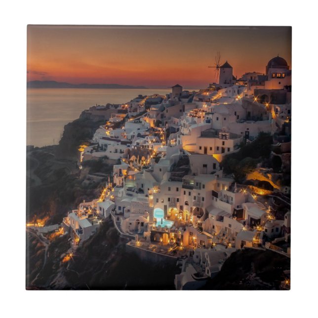 Carreau Coucher du soleil de Santorini, Grèce (Devant)