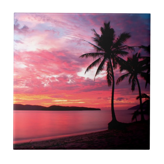 Carreau Coucher du soleil d'île hawaïenne (Devant)