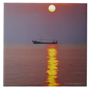 Carreau Coucher du soleil et mer 2