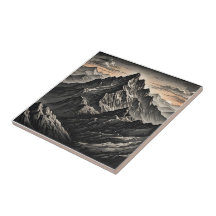 Coucher du soleil sur les oeuvres d'art de la mont
