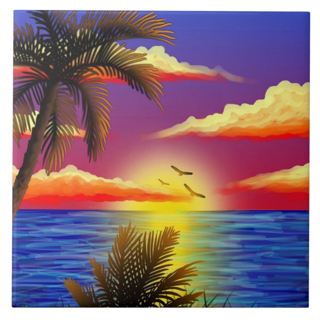 Carreau coucher du soleil tropical extraordinaire (Devant)