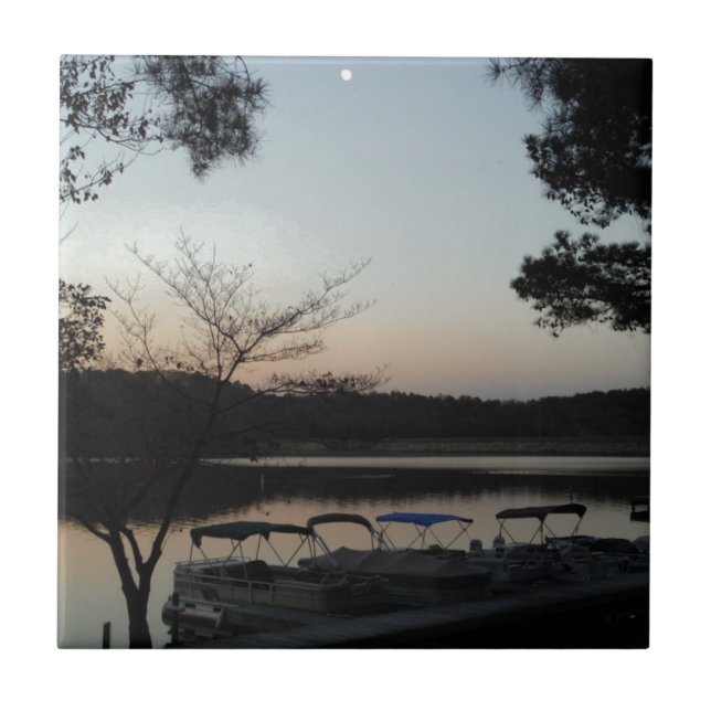 Carreau Coucher le soleil, lever la lune sur le lac Arrowh (Devant)