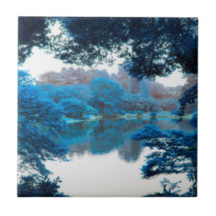 Carreau Couleur bleue affectée cool, nature unique, lac