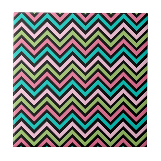 Carreau Couleur Chevron rose et vert (Devant)