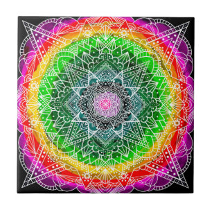 Carreau Couleur éclaté Rainbow Prism Mandala
