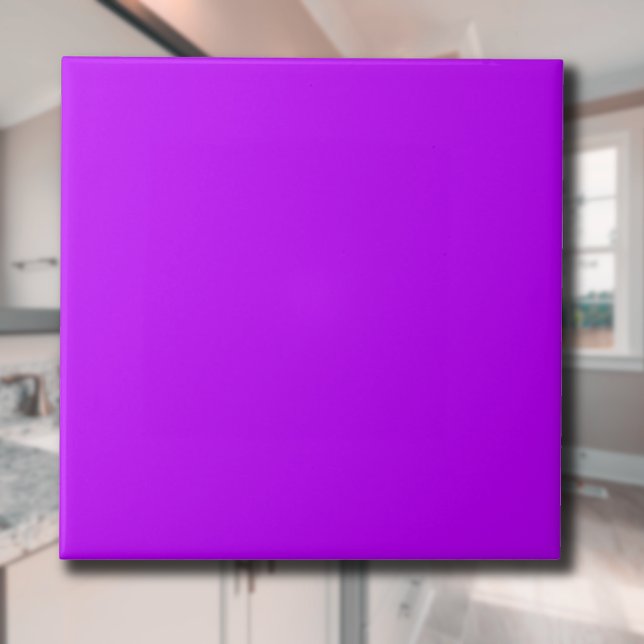 Carreau Couleur solide violet néon | Classique | Élégant (Créateur téléchargé)