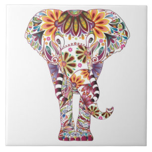 Carreau Couleur vive Mandala Elephant