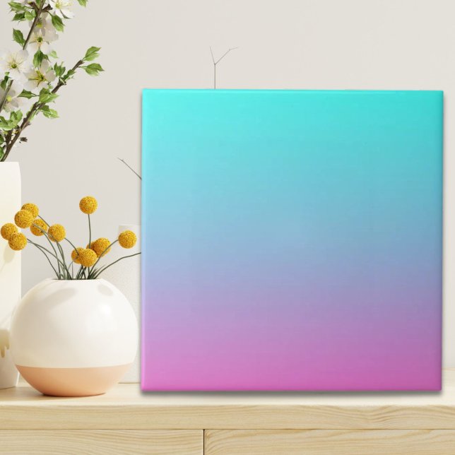 Carreau Couleurs de sirène dégradé rose pourpre aquombre (Mermaid colors gradient purple pink aqua ombre ceramic tile)