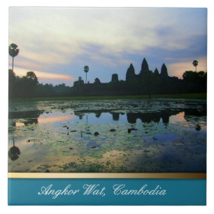Carreau Couleurs en silhouette Angkor Vat, cambodgien en c