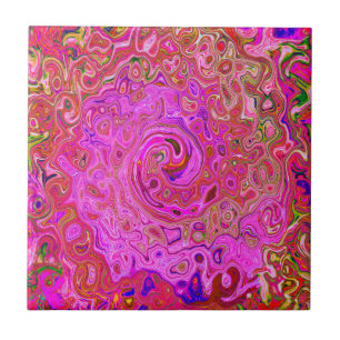 Carreau Couleurs marbrées roses chaudes Abstrait torse rét