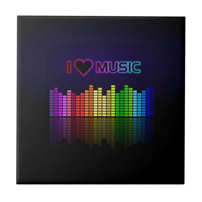 Carreau Couleurs néon cool super tendance "I Love Music" (Devant)