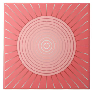 Carreau Coup de soleil géométrique moderne - Corail profon