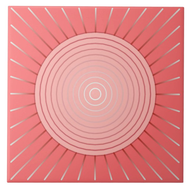 Carreau Coup de soleil géométrique moderne - Corail profon (Devant)