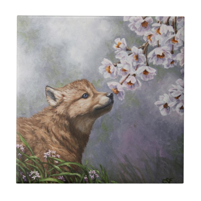 Carreau Coupe et fleurs de loup gris mignonne pour bébé (Devant)